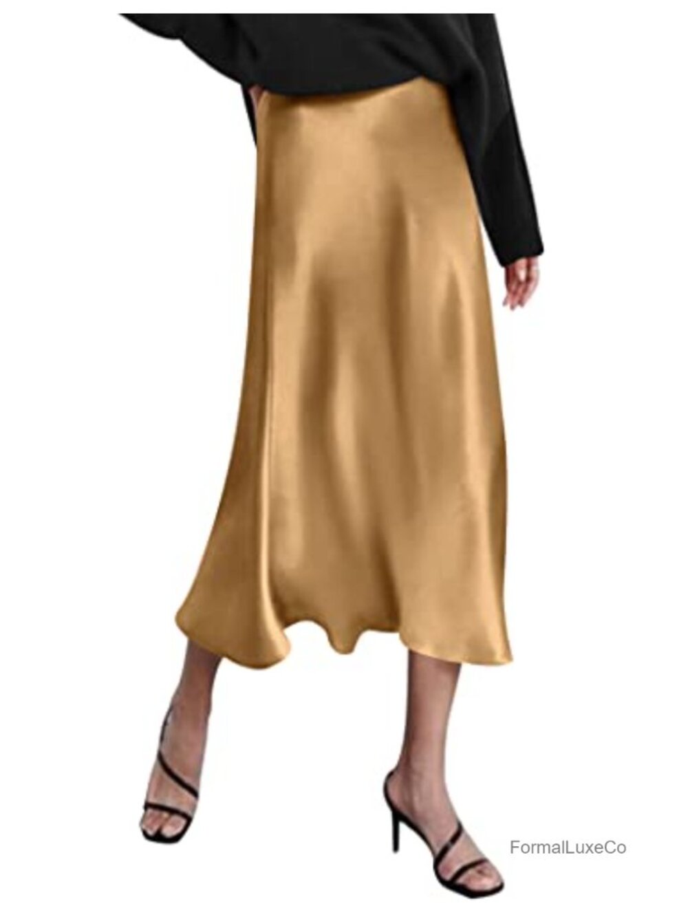High Waist Satin Midi Skirt Fishtail Elegant Party Skirt